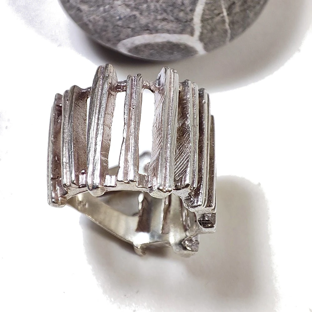 Anello fascia artigianale in argento 925 - BINARI - Image 4