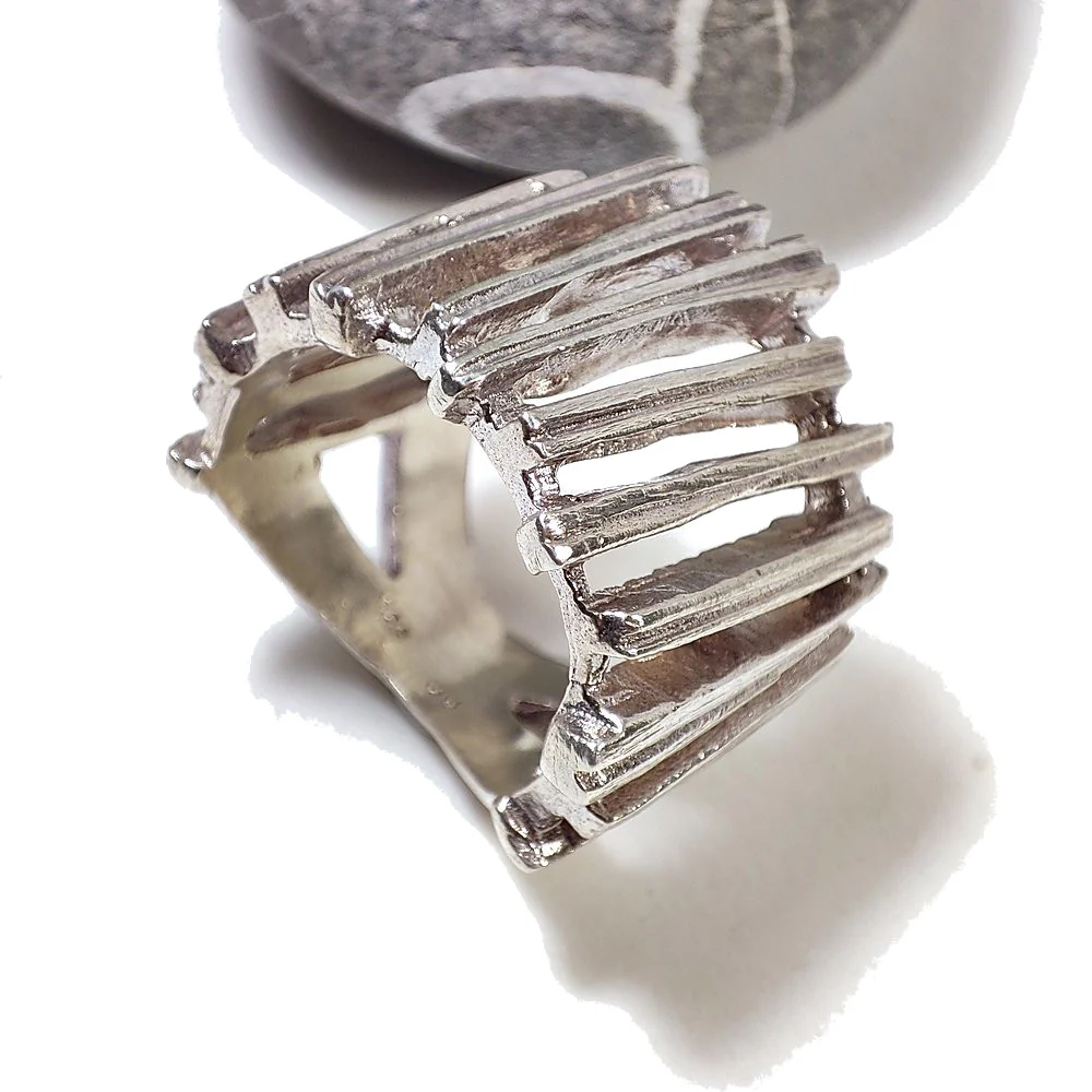 Anello fascia artigianale in argento 925 - BINARI - Image 5