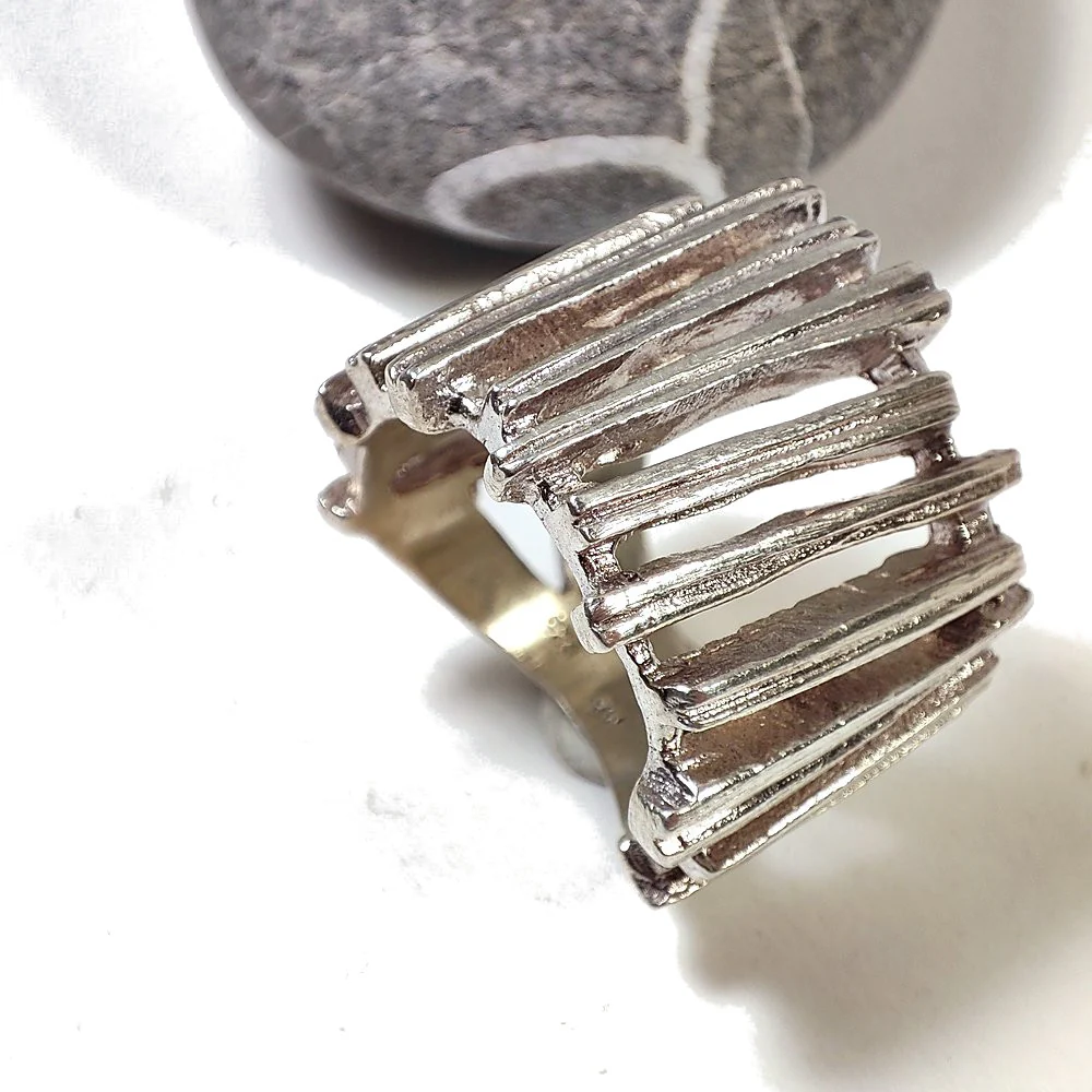 Anello fascia artigianale in argento 925 - BINARI - Image 6