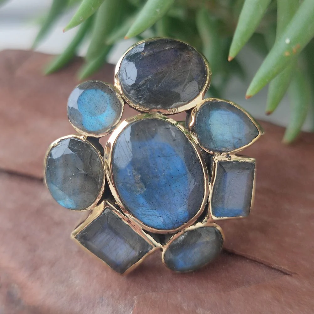 ANELLO FLOREALE con pietra in ottone - MULTI - Image 2