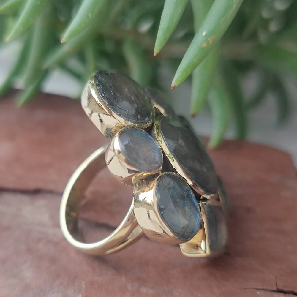 ANELLO FLOREALE con pietra in ottone - MULTI - Image 3