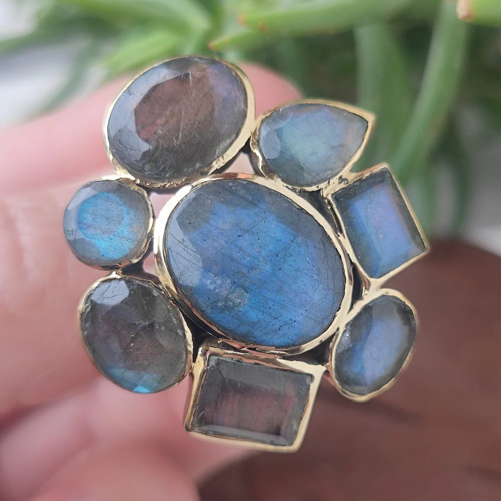 ANELLO FLOREALE con pietra in ottone - MULTI - Image 4