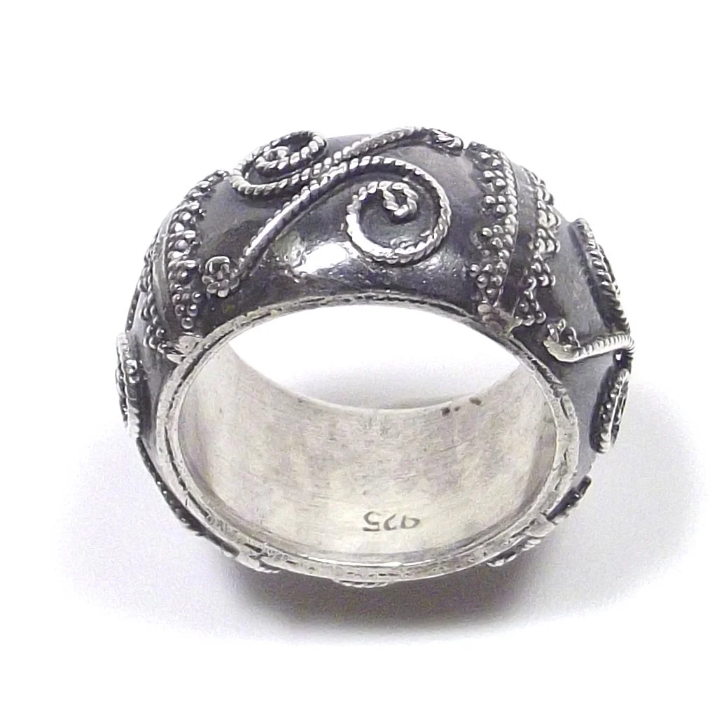 Anello in argento 925 brunito - fede filigrana - Image 4