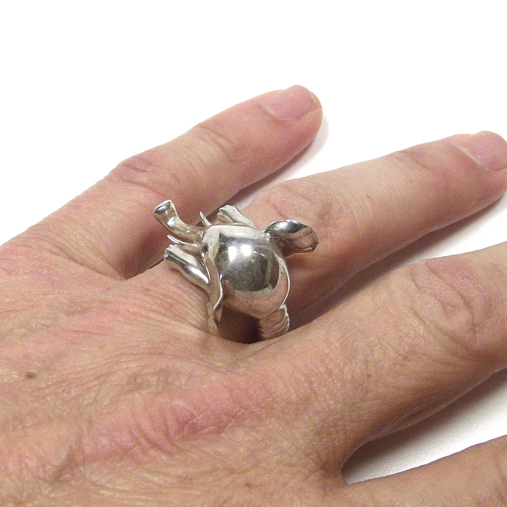 Anello in argento 925 testa di ELEFANTE con PIETRA DI LUNA - Image 3