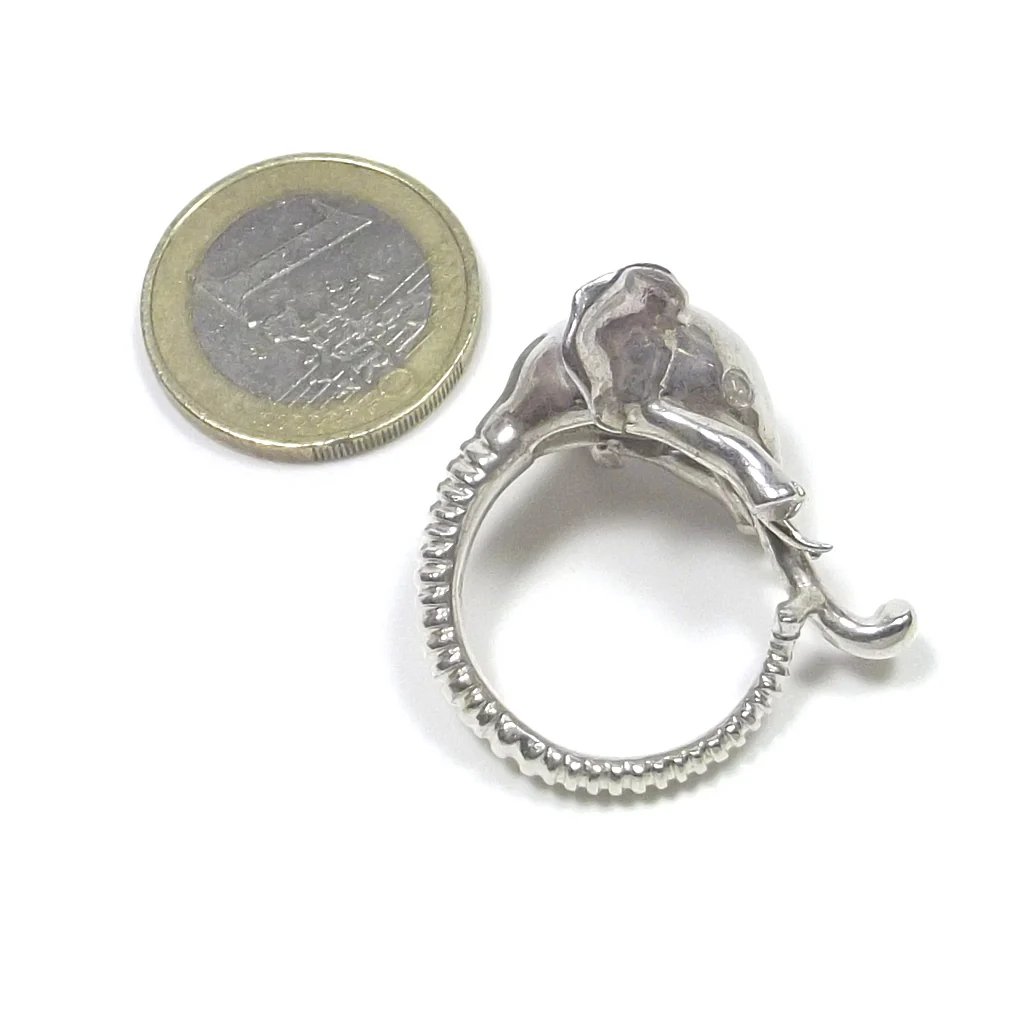Anello in argento 925 testa di ELEFANTE con PIETRA DI LUNA - Image 4