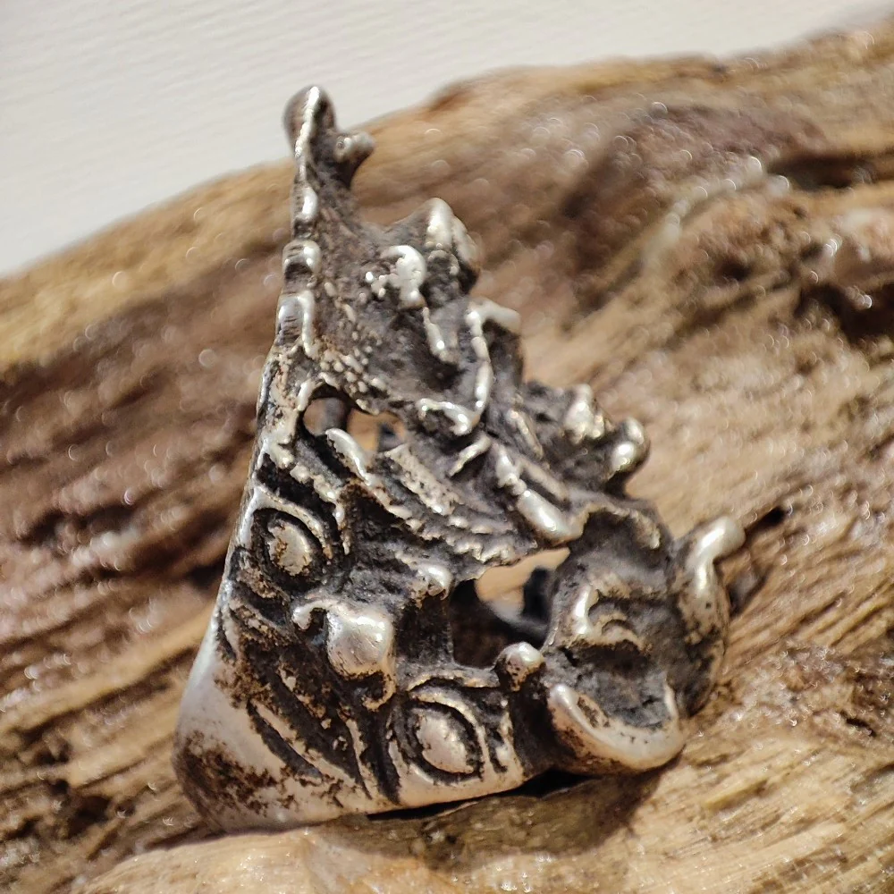 Anello in argento antico con NARAYANA e GARUDA - Image 2