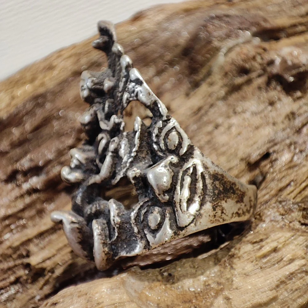 Anello in argento antico con NARAYANA e GARUDA - Image 7