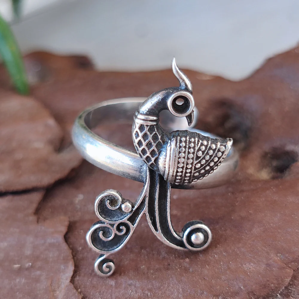 Anello in argento antico con pavone - MOGAL - Image 3