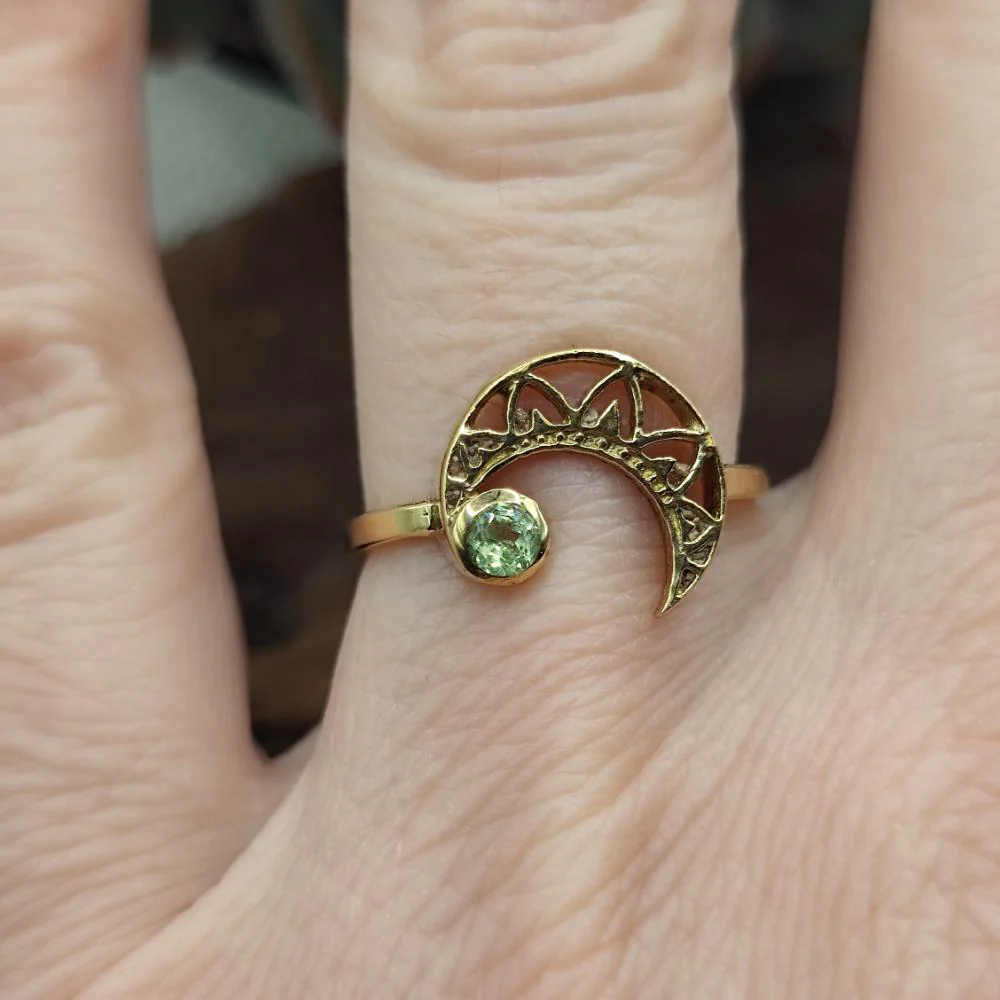ANELLO in ottone con mezza luna e ametista - PAMUR - Image 2