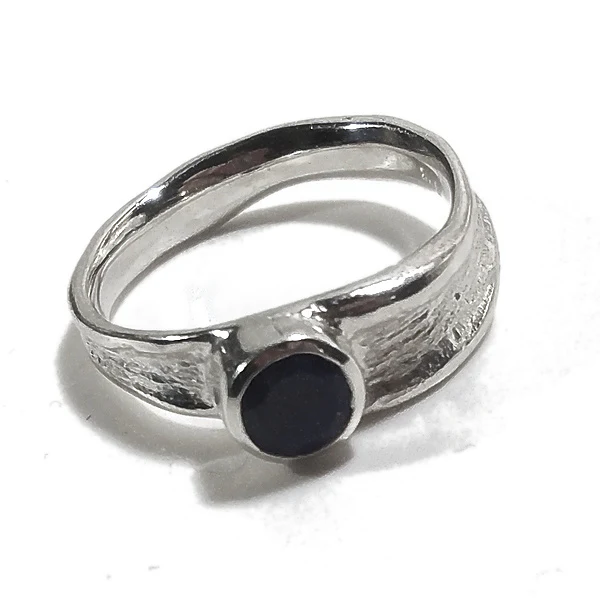 Anello KAMA fascia in argento 925 ANELLO artigianale con pietra | ANELLI artigianali - Image 3