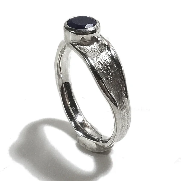 Anello KAMA fascia in argento 925 ANELLO artigianale con pietra | ANELLI artigianali - Image 4