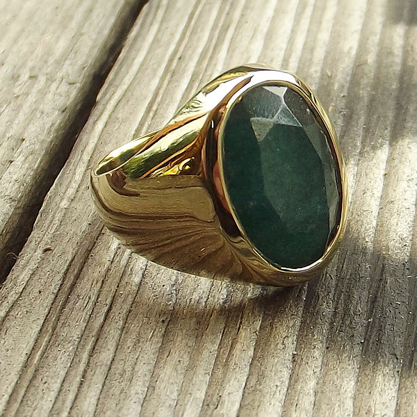 ANELLO MIGNOLO con AGATA VERDE in ottone - Chevalier - Image 3