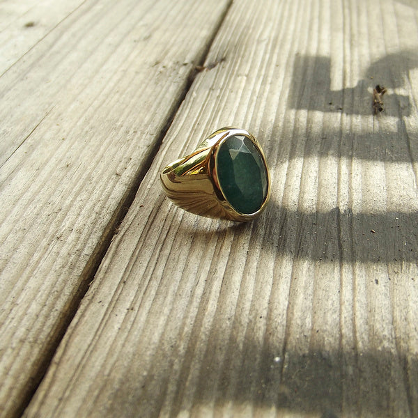 ANELLO MIGNOLO con AGATA VERDE in ottone - Chevalier - Image 5
