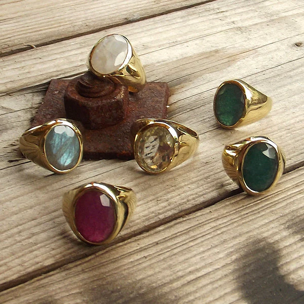 ANELLO MIGNOLO con AGATA VERDE in ottone - Chevalier - Image 6
