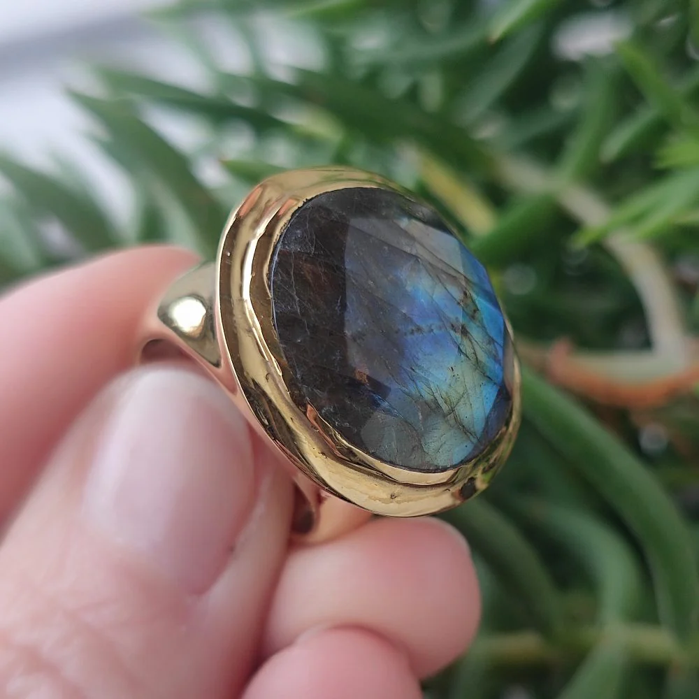ANELLO minimal con pietra in ottone - LINE - Image 9