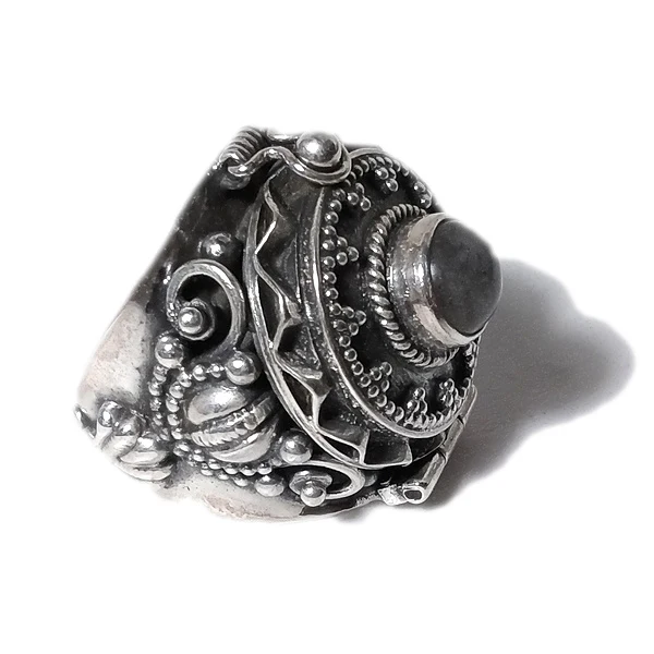 ANELLO ORISSA argento 925 veleno puntinato con pietra | Gioielli etnici - Image 3