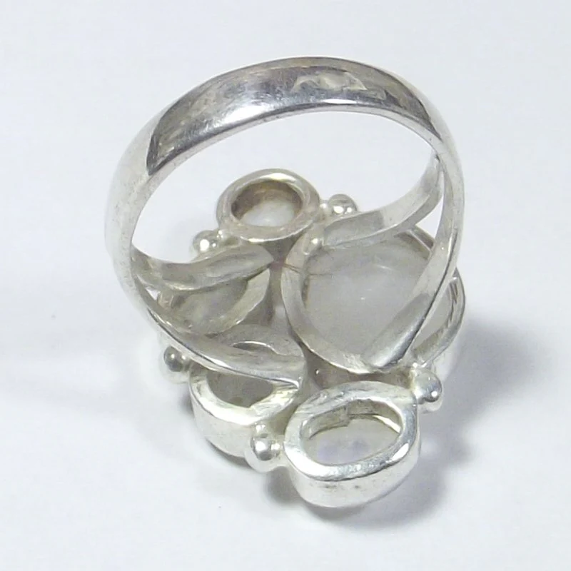 ANELLO Pietra di luna, perla e argento 16 - 18 - Image 3