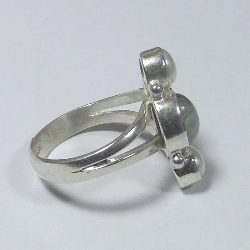 ANELLO Pietra di luna, perla e argento 16 - 18 - Image 7