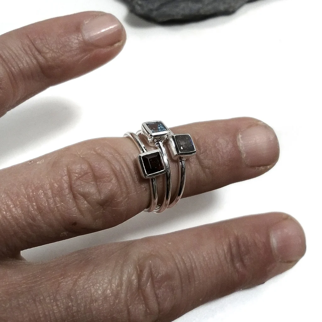 Anello sovrapponibile in argento 925 con pietra - DADO - Image 7