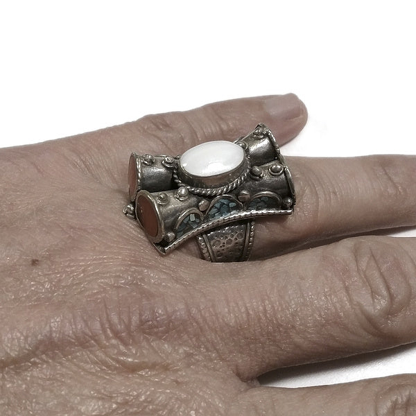 Anello TIBETANO JINPA con Madreperla in argento 925 | Gioielli etnici - Image 2