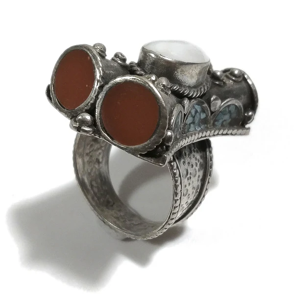 Anello TIBETANO JINPA con Madreperla in argento 925 | Gioielli etnici - Image 3