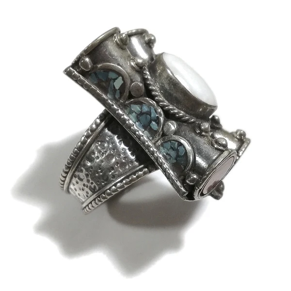 Anello TIBETANO JINPA con Madreperla in argento 925 | Gioielli etnici - Image 4