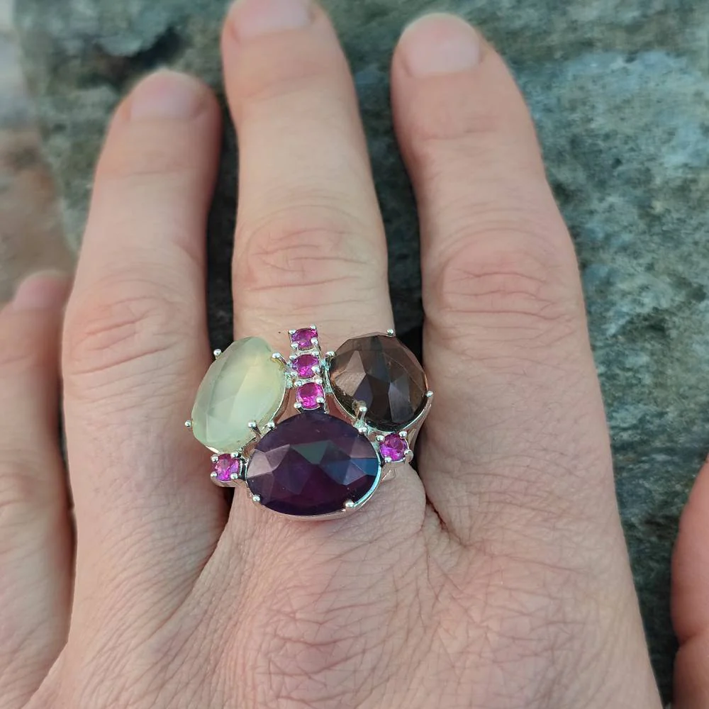 Anello in argento 925 artigianale con pietre - TIFFANY - Image 12