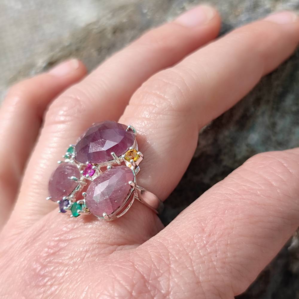 Anello in argento 925 artigianale con pietre - TIFFANY - Image 33