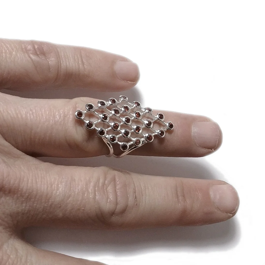 Anello artigianale in argento 925 con pietre -TURBOT - Image 4