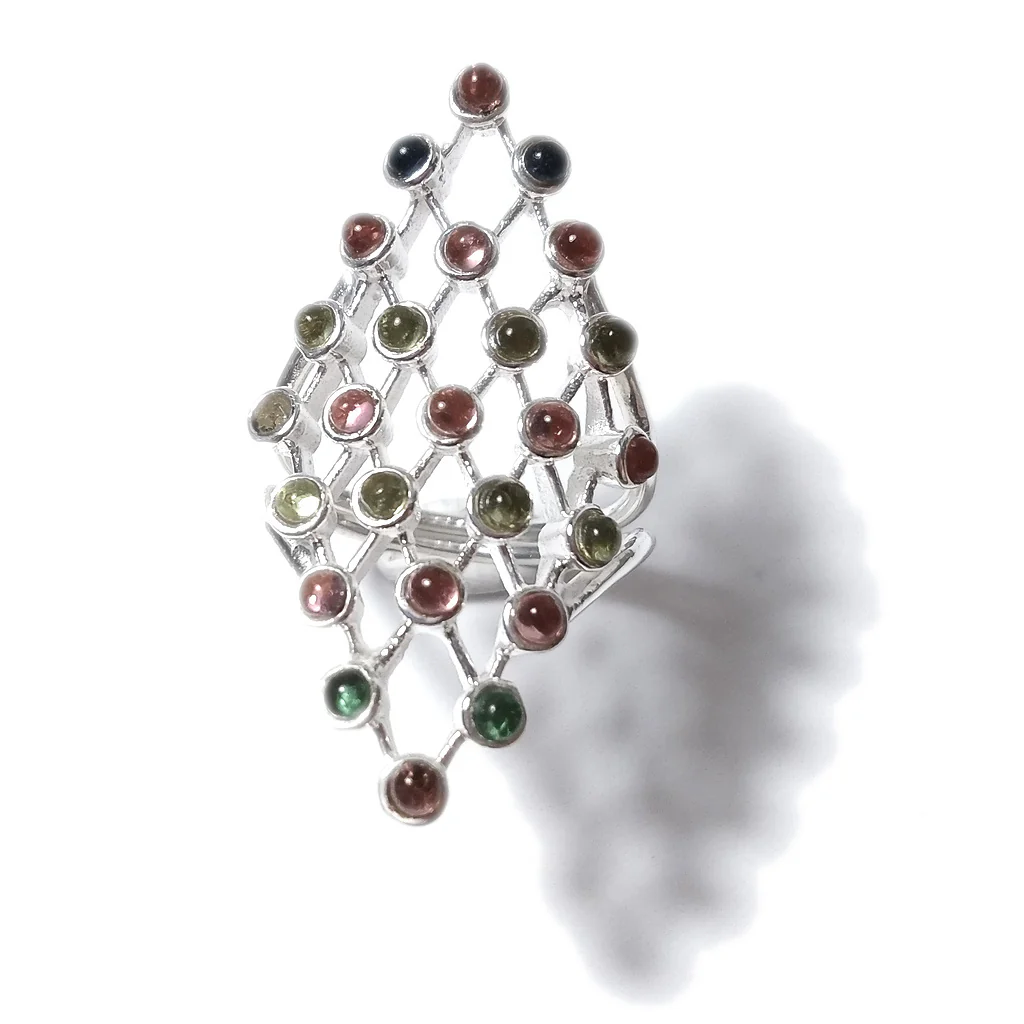 Anello artigianale in argento 925 con pietre -TURBOT - Image 6