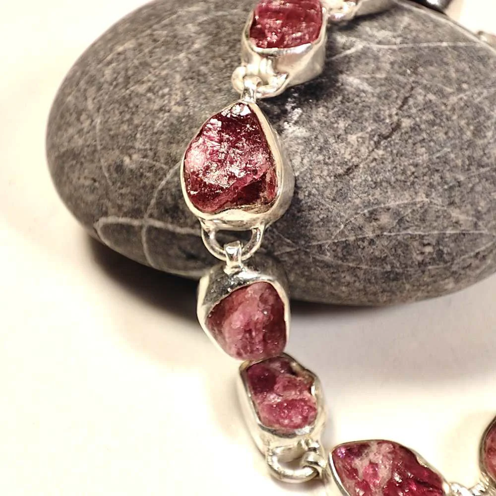 BRACCIALE ALISHA con Rubelite grezza in argento 925 - Image 2