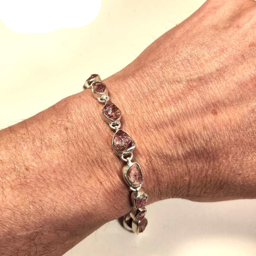 BRACCIALE ALISHA con Rubelite grezza in argento 925 - Image 3