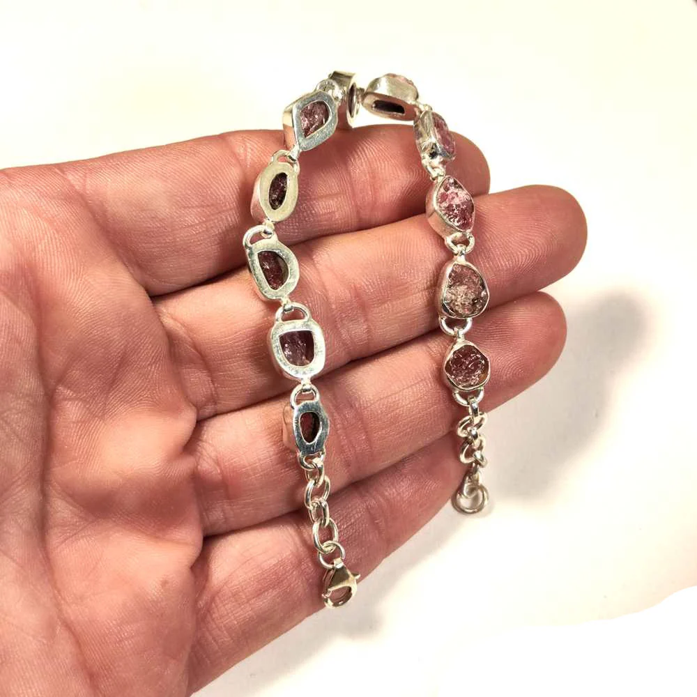 BRACCIALE ALISHA con Rubelite grezza in argento 925 - Image 4