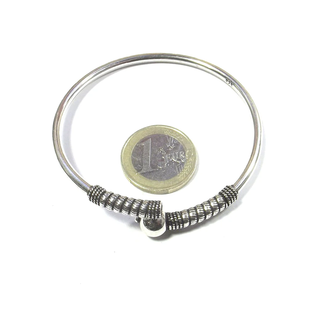 Bracciale argento 925 a cerchio rigido e sfera - DANBURE - Image 4