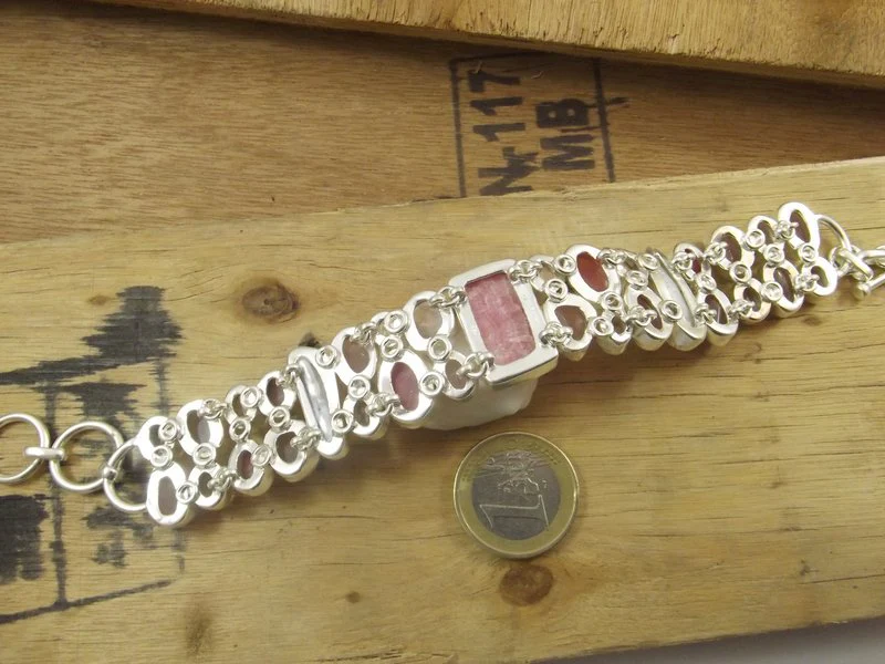 Bracciale argento 925 CRISTALLO di ROCCA e Rodocrosite - Image 3