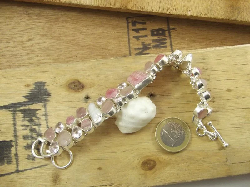 Bracciale argento 925 CRISTALLO di ROCCA e Rodocrosite - Image 4