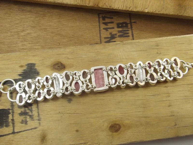 Bracciale argento 925 CRISTALLO di ROCCA e Rodocrosite - Image 5