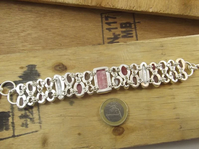 Bracciale argento 925 CRISTALLO di ROCCA e Rodocrosite - Image 6