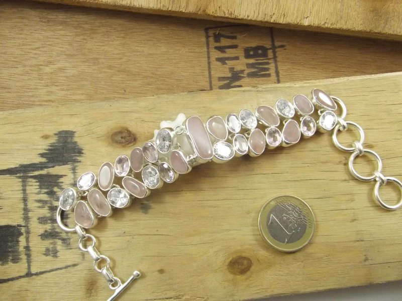 Bracciale argento 925 CRISTALLO di ROCCA e Rodocrosite - Image 7