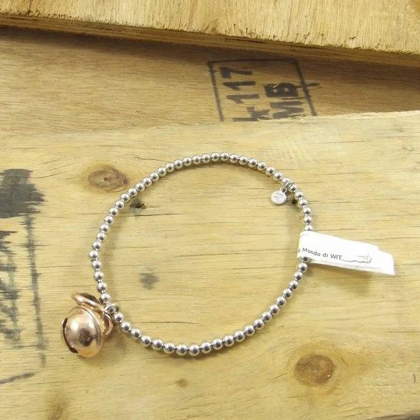 BRACCIALE ARGENTO sfere e campanello