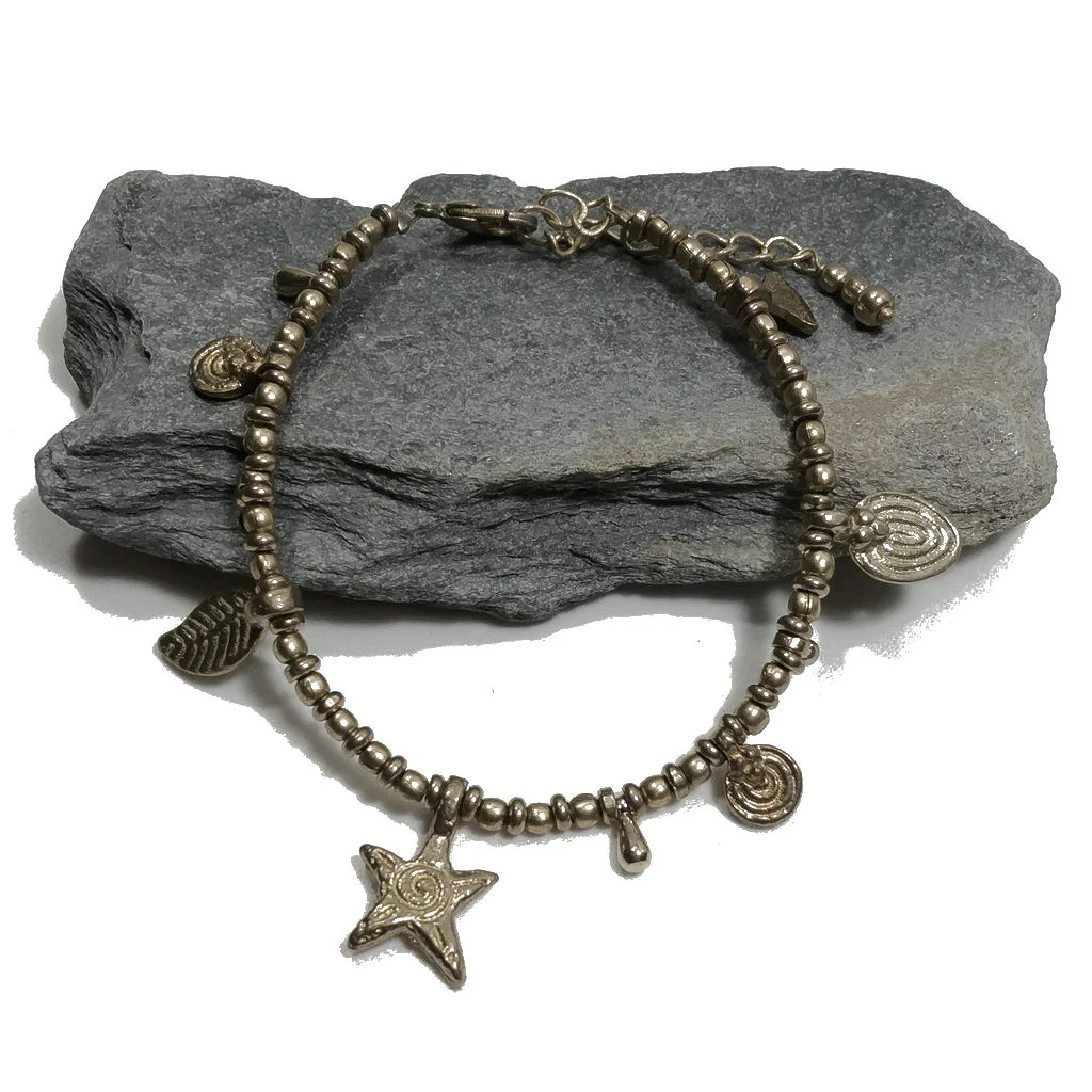 Bracciale artigianale in ottone STELLA SPIRALE FIORI | Bracciale ottone - Image 3