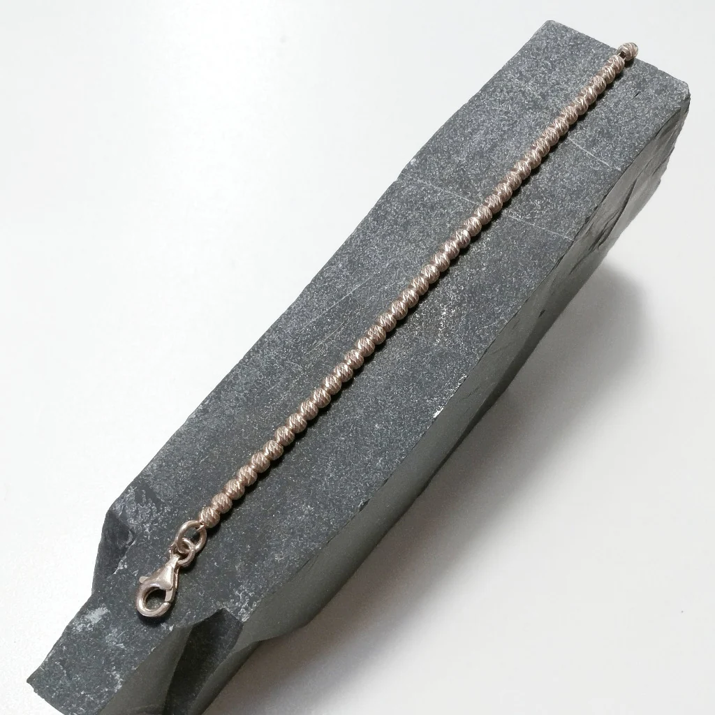 Bracciale in argento con tubi diamantati - Image 5