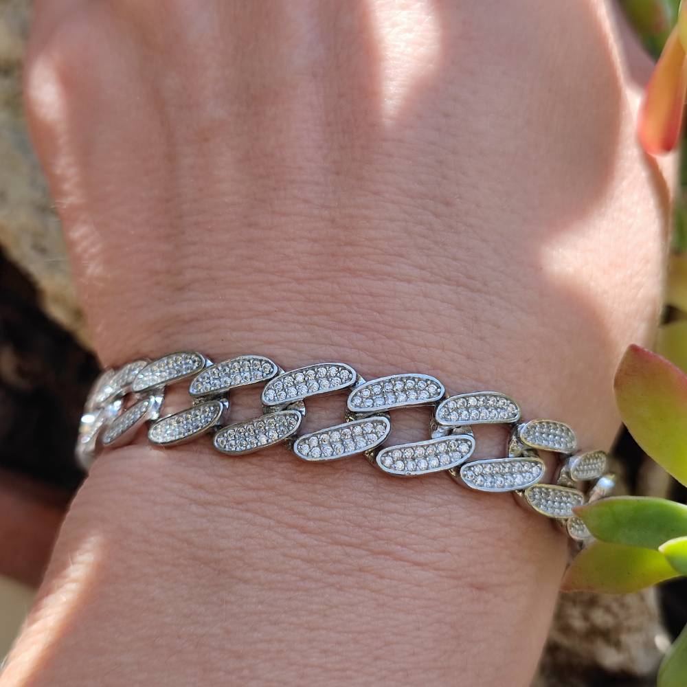 Bracciale CUBAN in argento 925 maglia groumette - ADELE - Image 3