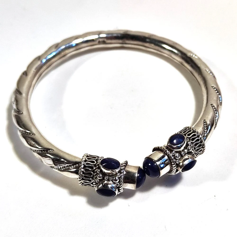 Bracciale rigido con LAPISLAZZULI in argento 925 - MAHA
