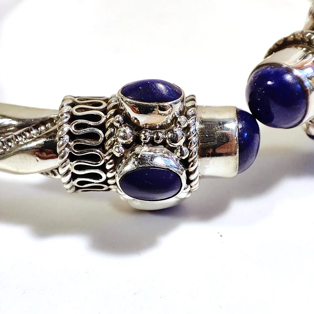 Bracciale rigido con LAPISLAZZULI in argento 925 - MAHA - Image 2