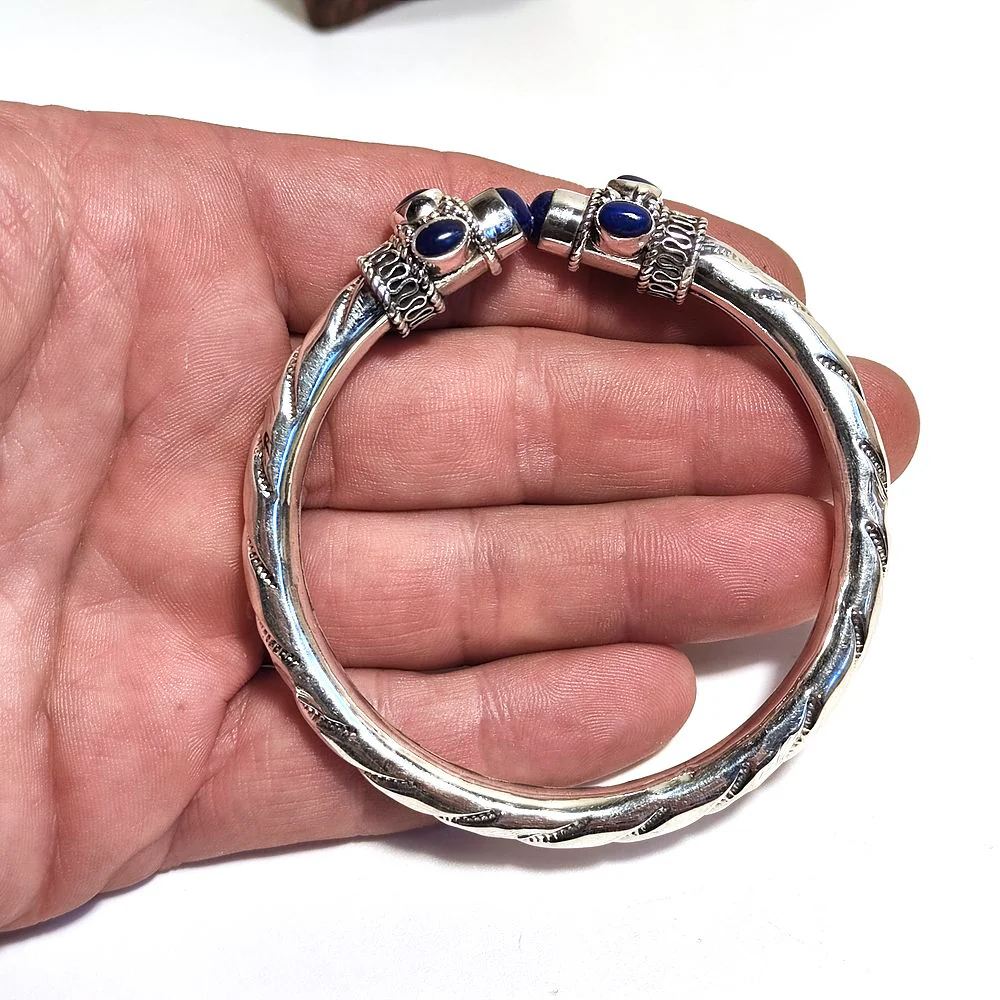 Bracciale rigido con LAPISLAZZULI in argento 925 - MAHA - Image 4