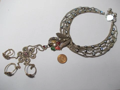 Cavigliera ETNICO /antico argento con anelli - Image 3