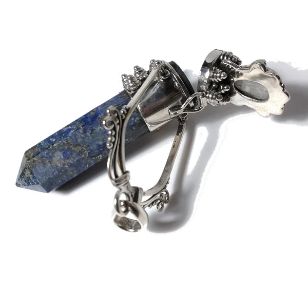 Ciondolo artigianale in argento 925 Ciondolo artigianale Lapislazzuli, Pietra di Luna | GIOIELLI ETNICI | Pendolo porta veleno - Image 7
