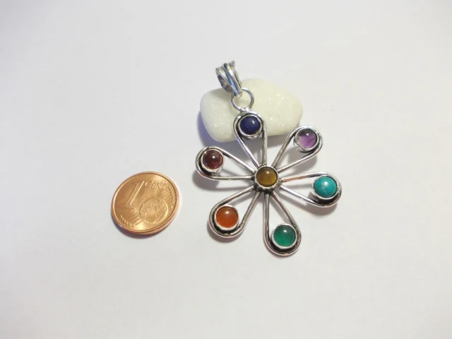 ciondolo CHAKRA Fiore ottone/argento - Image 3