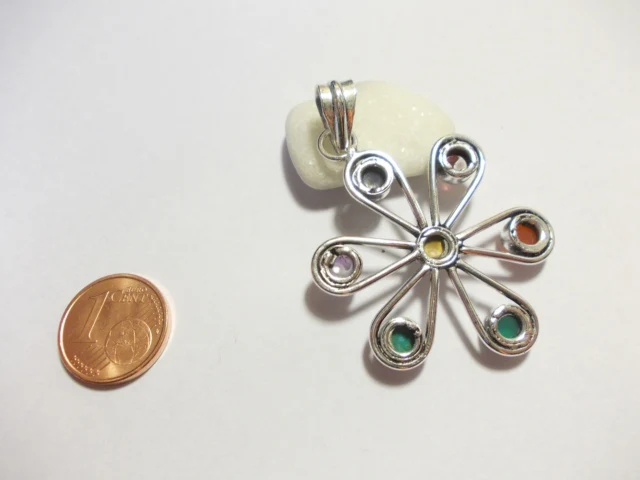 ciondolo CHAKRA Fiore ottone/argento - Image 4